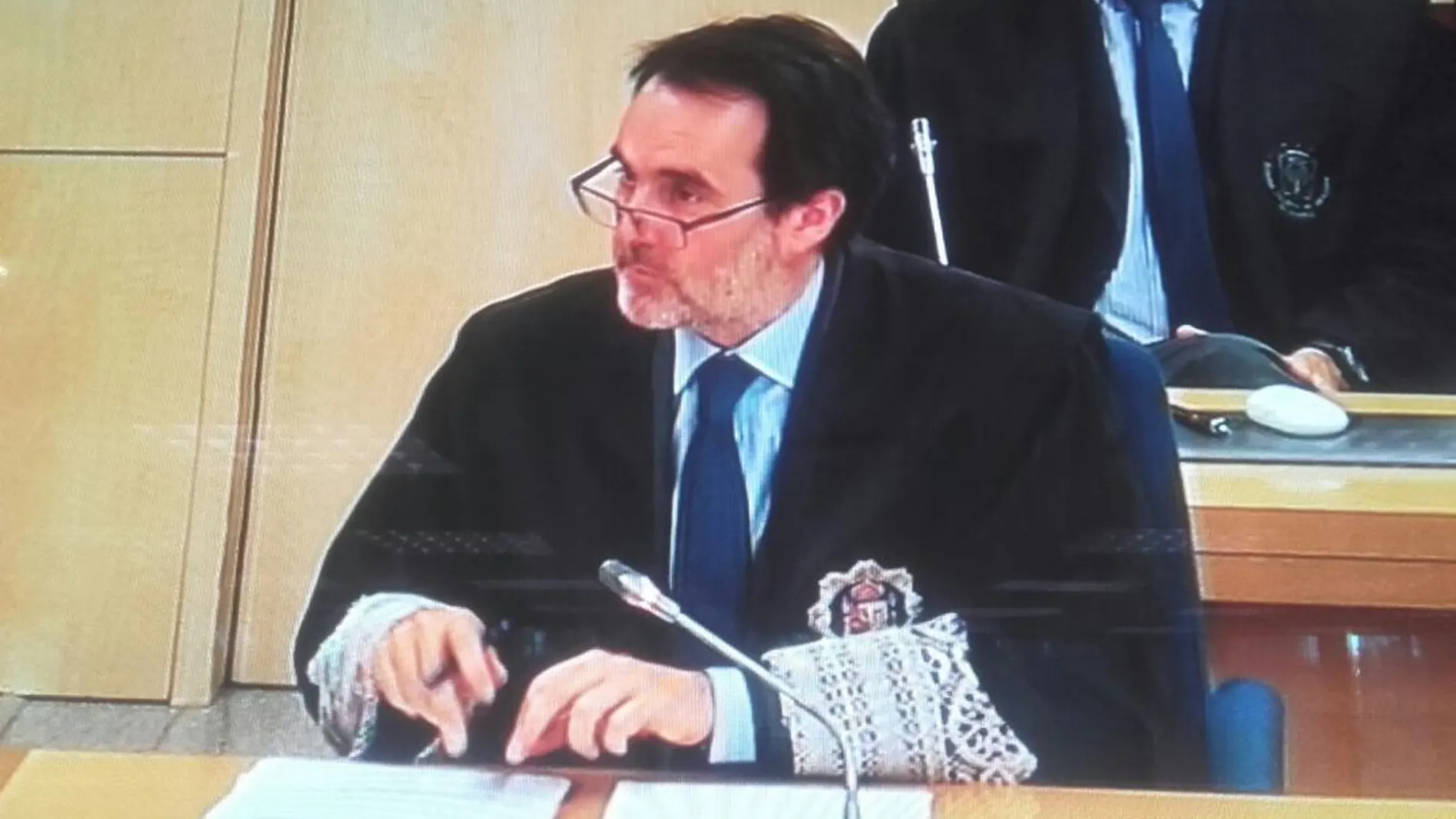 Imagen tomada desde la sala de Prensa de la Audiencia Nacional del fiscal José Perals