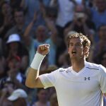 El escocés Andy Murray celebra su victoria ante el kazajo Mikhail Kukushkin