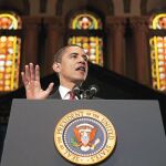 El presidente Obama, ayer, en su discurso sobre la situación de la economía