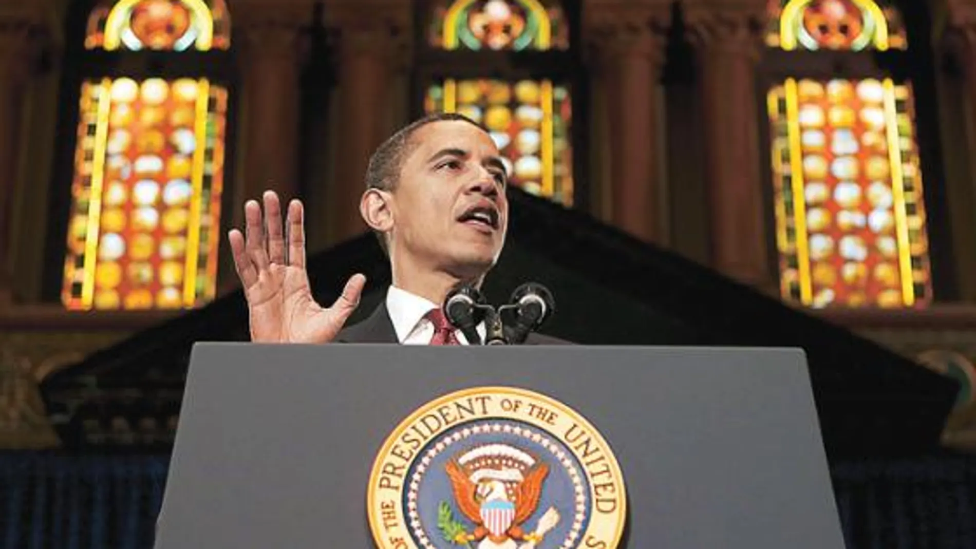 El presidente Obama, ayer, en su discurso sobre la situación de la economía