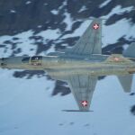 Caza F-5 de la fuerza aérea Suiza, como el que usa la patrulla acrobática