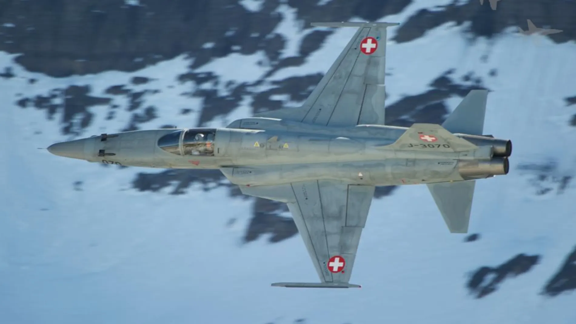 Caza F-5 de la fuerza aérea Suiza, como el que usa la patrulla acrobática