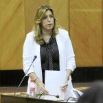 La presidenta de la Junta, Susana Díaz, ayer en el Parlamento andaluz