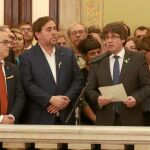 Puigdemont y miembros del Govern, el día en que se proclamó la DUI