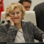 Manuela Carmena, durante un pleno del Ayuntamiento de Madrid