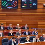 Imagen de la bancada popular durante la votación del límite de gasto no financiero, que salió adelante ayer en las Cortes de Castilla y León, gracias a los 42 votos a favor del PP y la abstención de los cinco procuradores de Ciudadanos
