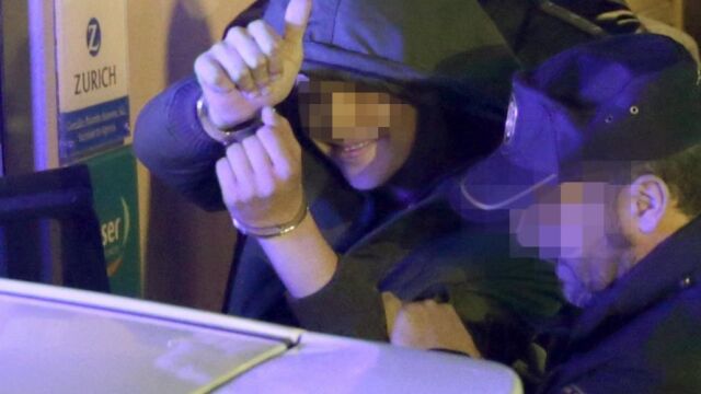 El joven acusado de agredir al presidente del Gobierno, Mariano Rajoy, tras ser detenido.