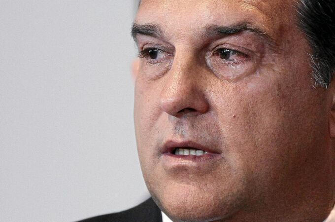 Laporta, emocionado ayer en el Camp Nou