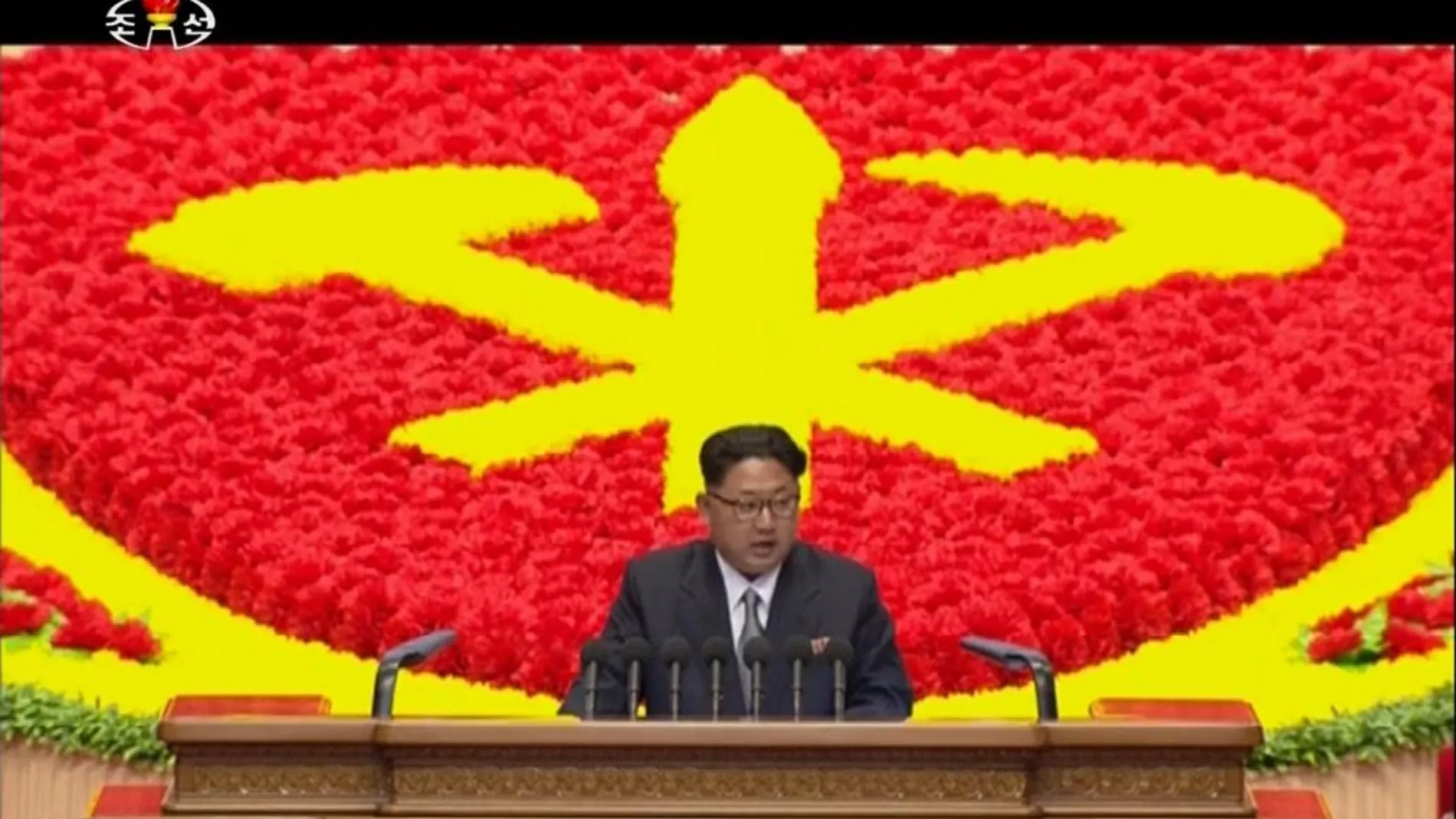 Kim Jong-Un durante su discurso en el VII Congreso del Partido de los Trabajadores de Corea