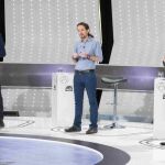 Pedro Sánchez, Pablo Iglesias y Albert Rivera, en el debate en Antena 3 en la pasada campaña electoral.