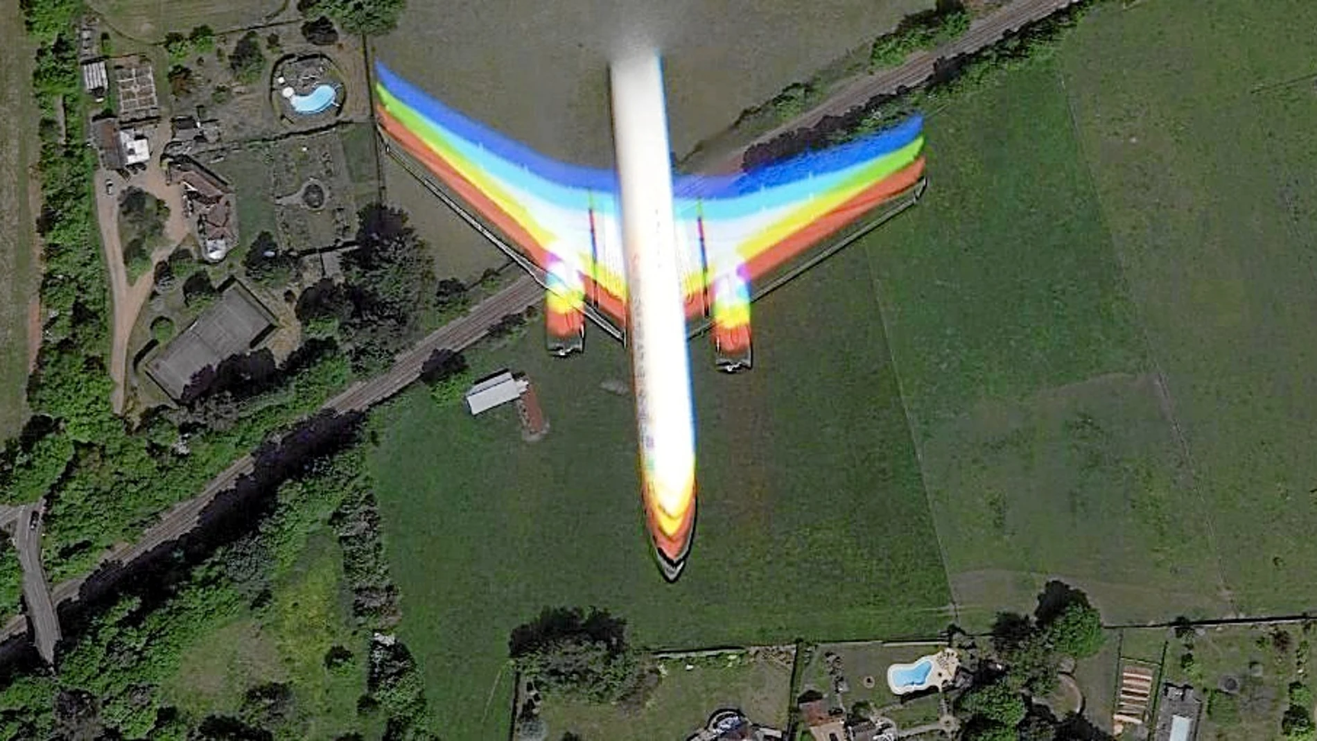 Obras del artista y activista digital James Bridle, «Rainbow plane»