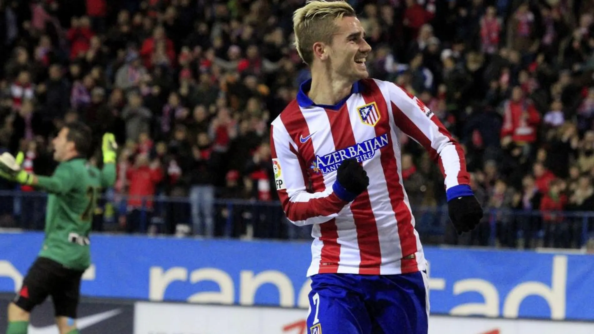 Antoine Griezmann celebra un gol en un partido de Liga contra el Rayo Vallecano