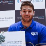 Lucas Eguibar, en rueda de prensa en San Sebastián para presentar las dos medallas de plata que ha conseguido en el campeonato del mundo de Sierra Nevada