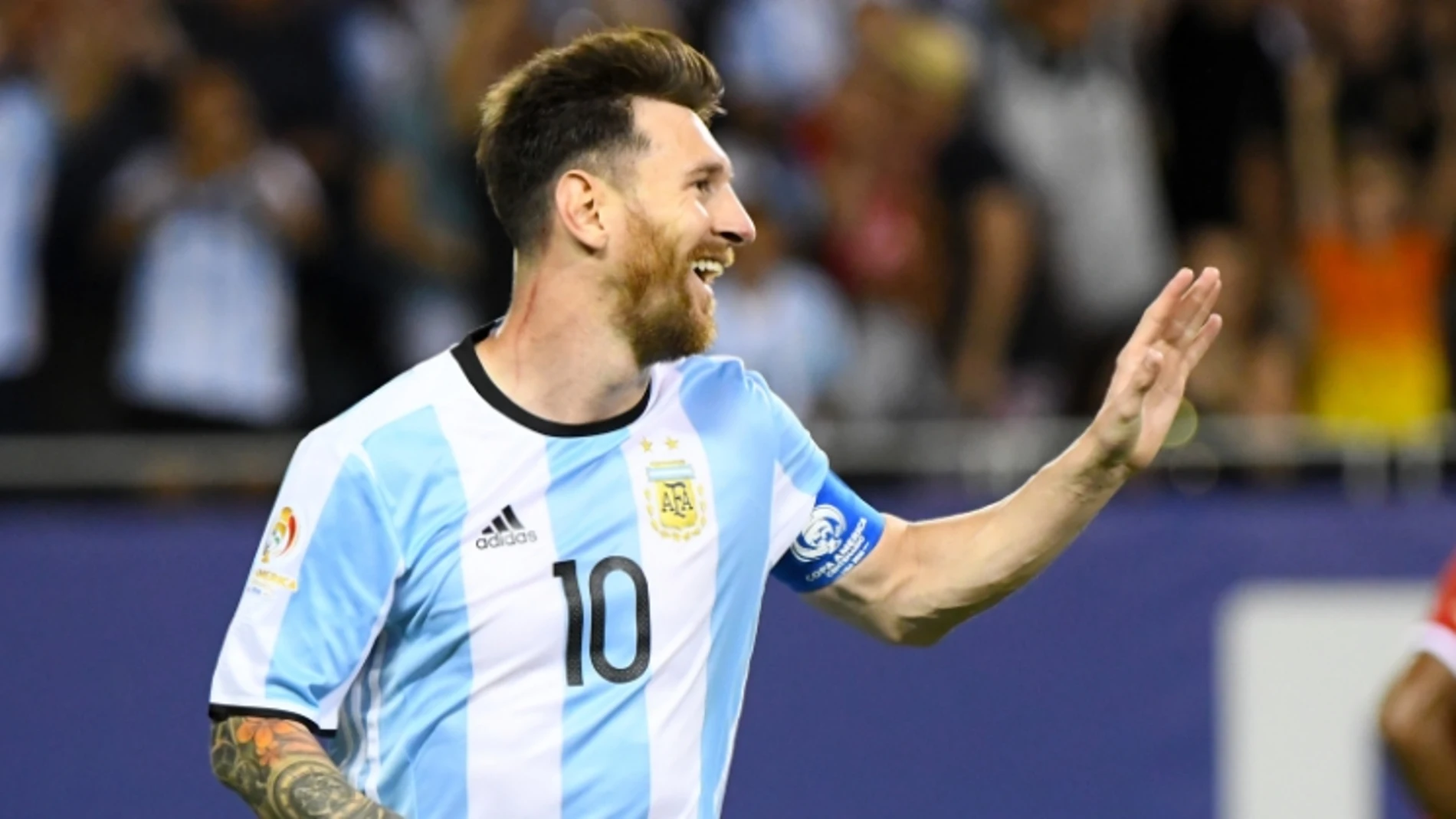 Leo Messi durante un partido con Argentina