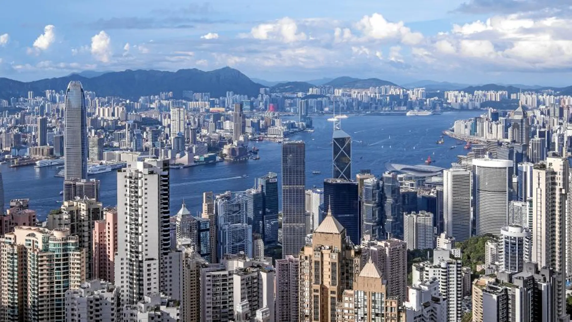 Vista aérea de la ciudad de Hong Kong