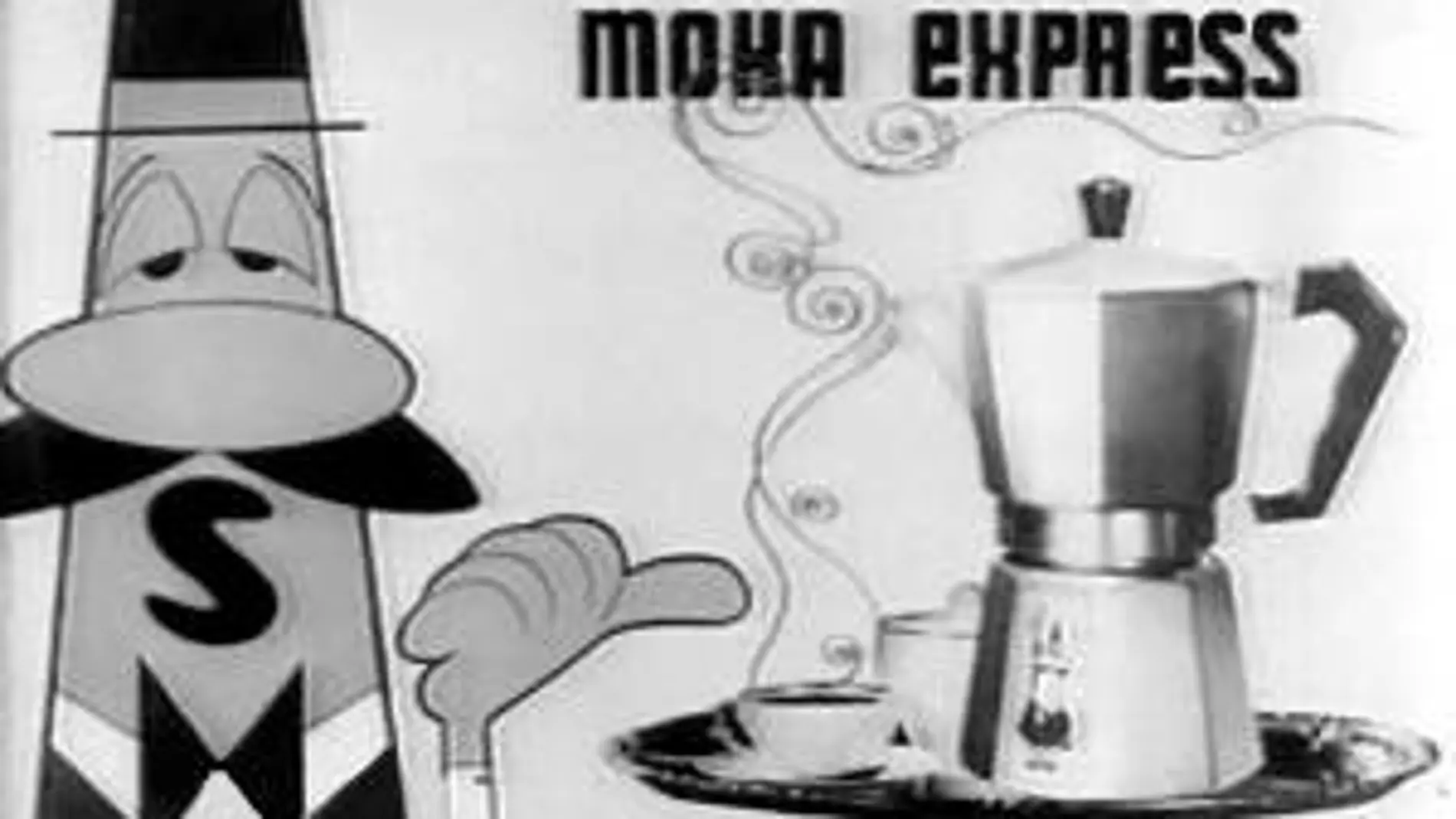 Ilustración de Paul Campani para un anuncio de la cafetera de la familia Bialetti