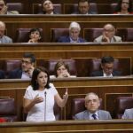 La diputada socialista Adriana Lastra (2i), interviene en la sesión de control al Ejecutivo celebrada hoy en el Congreso de los Diputados