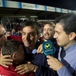 El técnico del Leganés, Asier Garitano (c), celebra el ascenso de su equipo a primera división