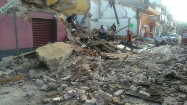 Daños en el Palacio Municipal de Juchitán, estado de Oaxaca