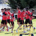 El Atlético, en la sesión de preparación en Las Rozas