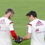 De Gea y Casillas, durante un entrenamiento de la Selección en Las Rozas
