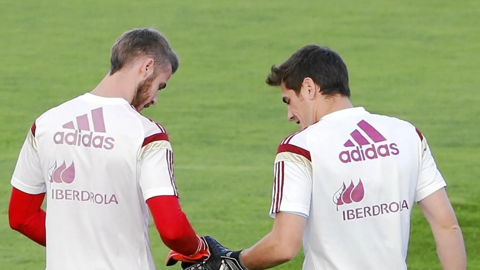 De Gea y Casillas, durante un entrenamiento de la Selección en Las Rozas