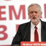 El líder laborista, Jeremy Corbyn, ayer, durante un discurso en Londres