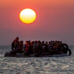 Un bote con inmigrantes en Kos
