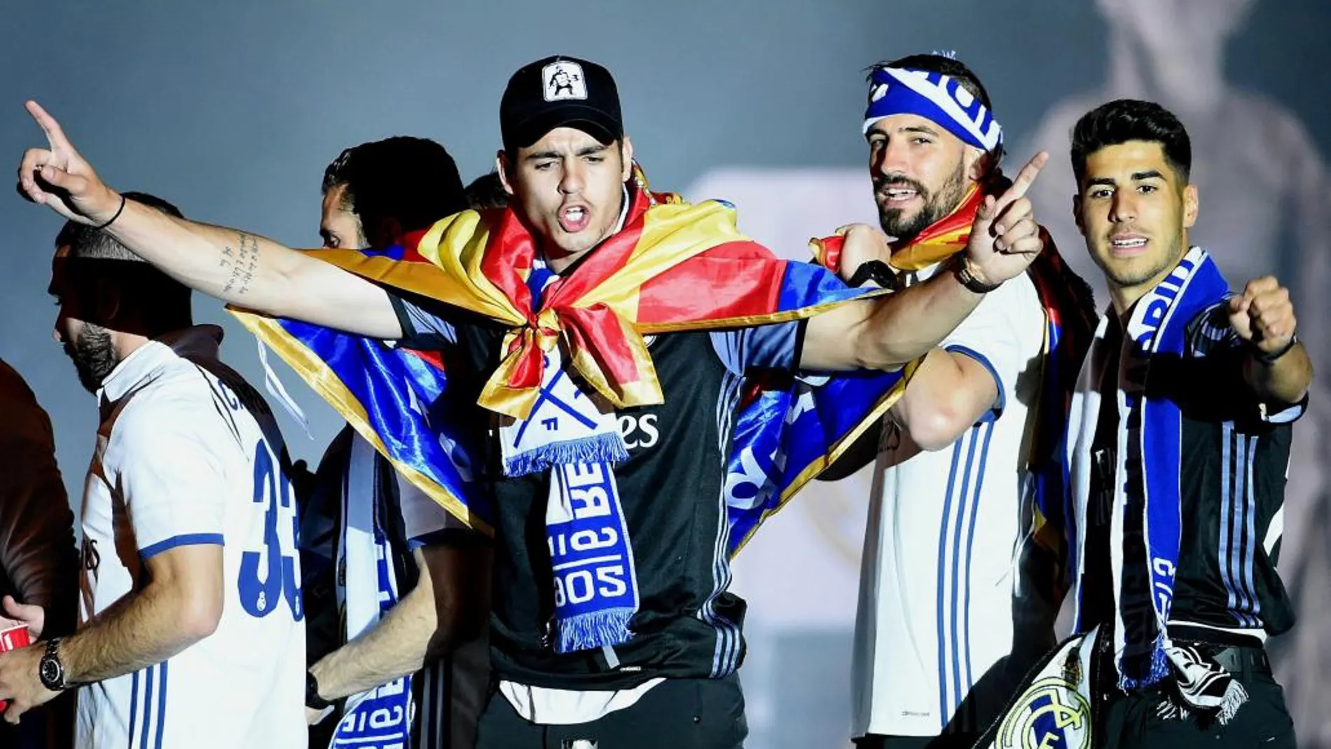 Álvaro Morata durante la celebración del título de liga.