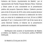 La Junta Electoral impide a Carmena presentar hoy la Operación Calderón