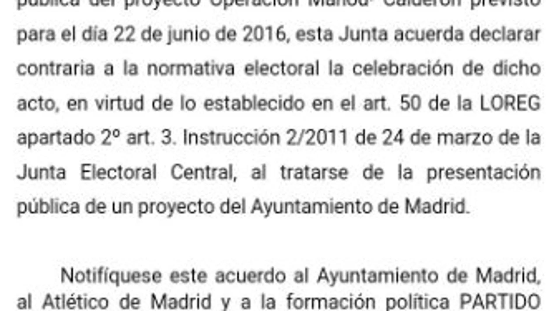 La Junta Electoral impide a Carmena presentar hoy la Operación Calderón