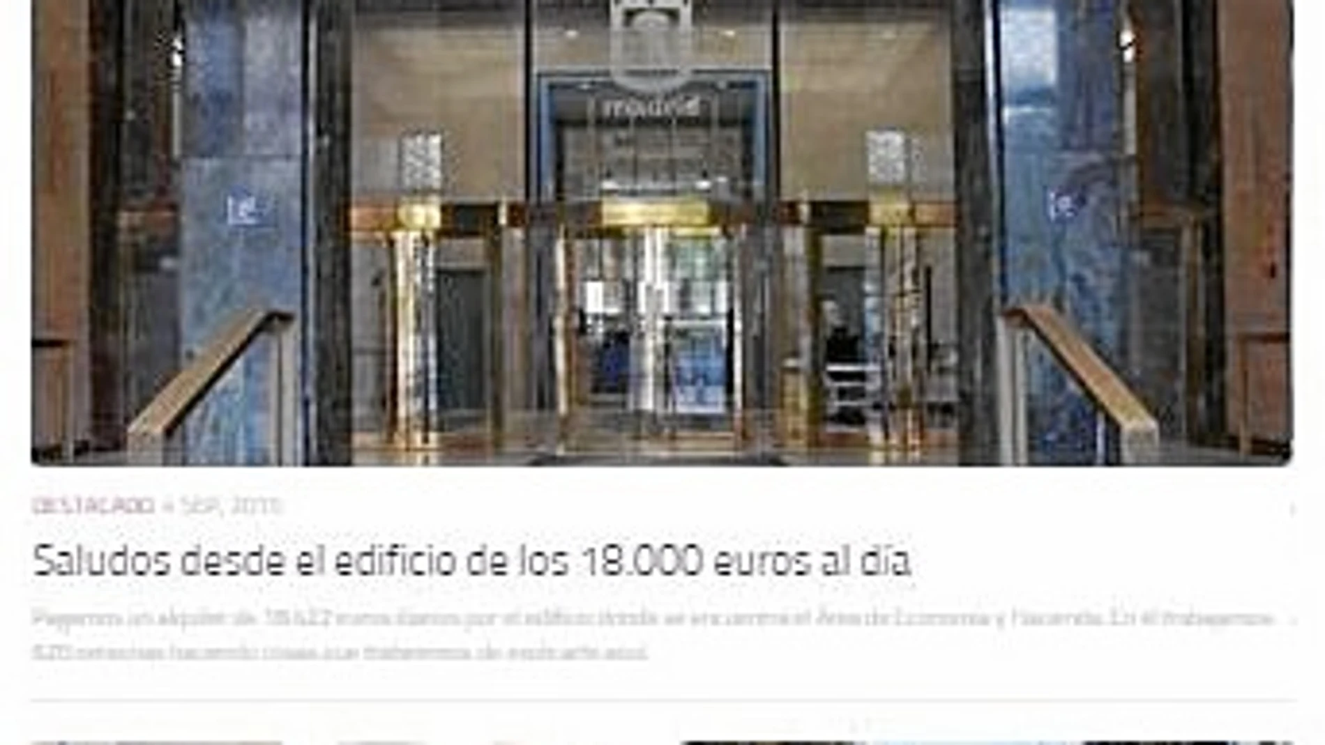 Imagen de la web con el artículo sin firma que critica los alquileres suscritos por el anterior Gobierno
