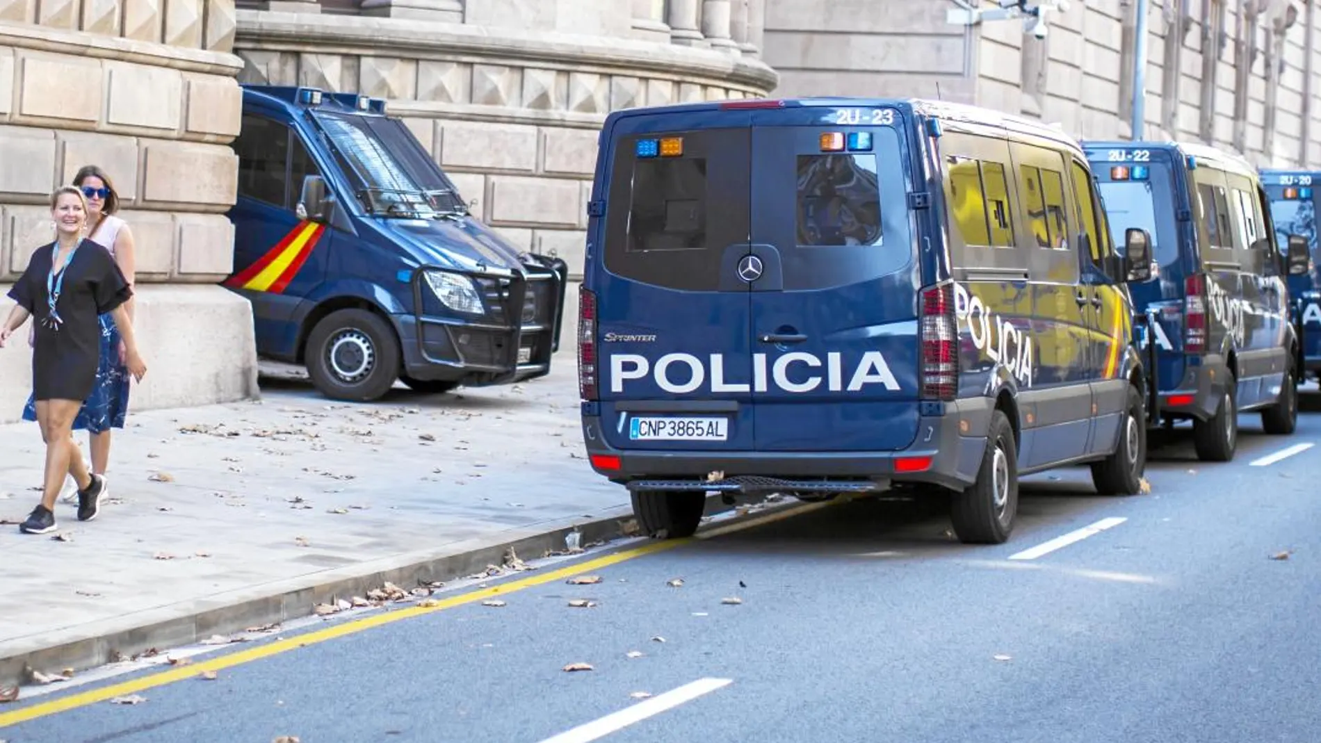 La Policía Nacional. en la sede del Tribunal Superior de Justicia de Cataluña