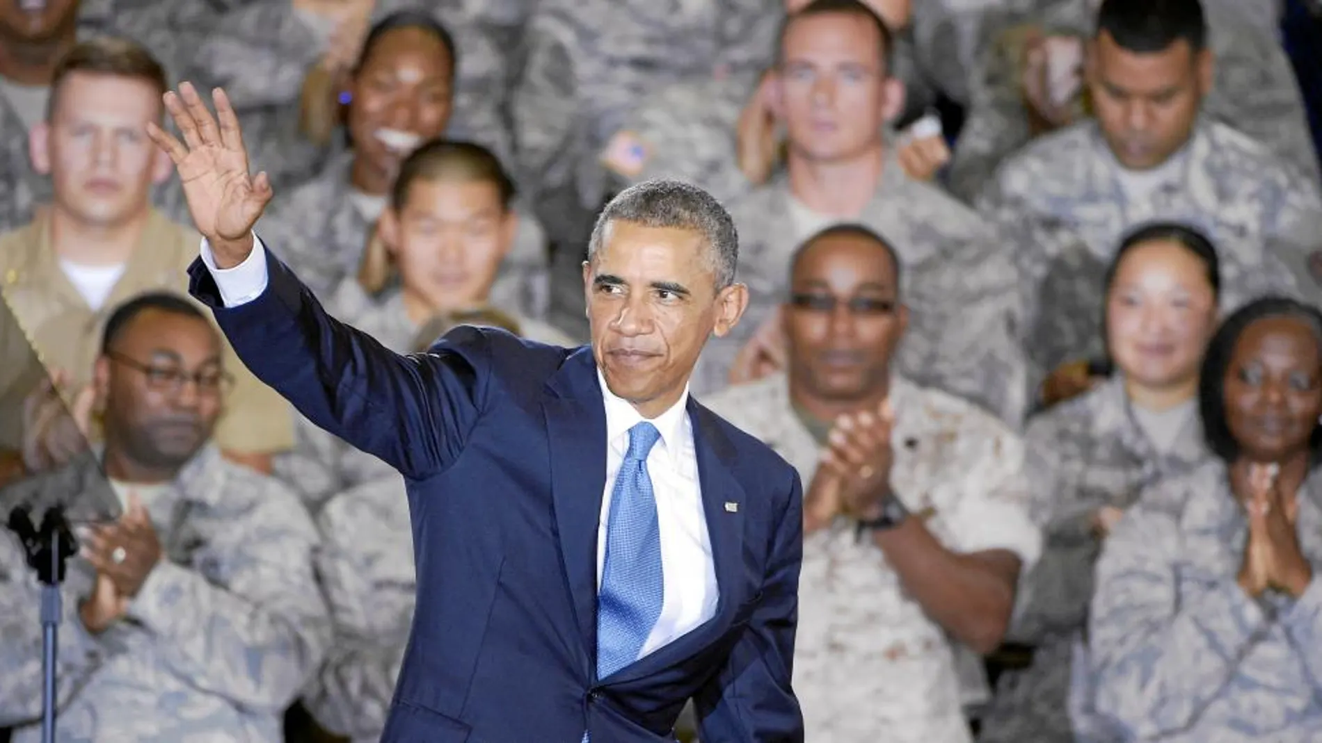 Barack Obama, durante un encuentro con militares estadounidenses