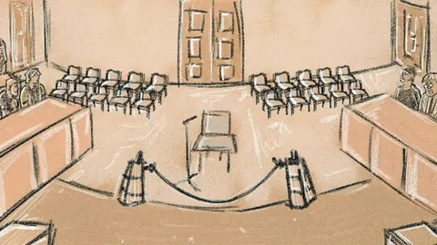 Panorámica de la sala. Recreación de la sala del jurado donde ha tenido lugar el juicio durante cuatro semanas