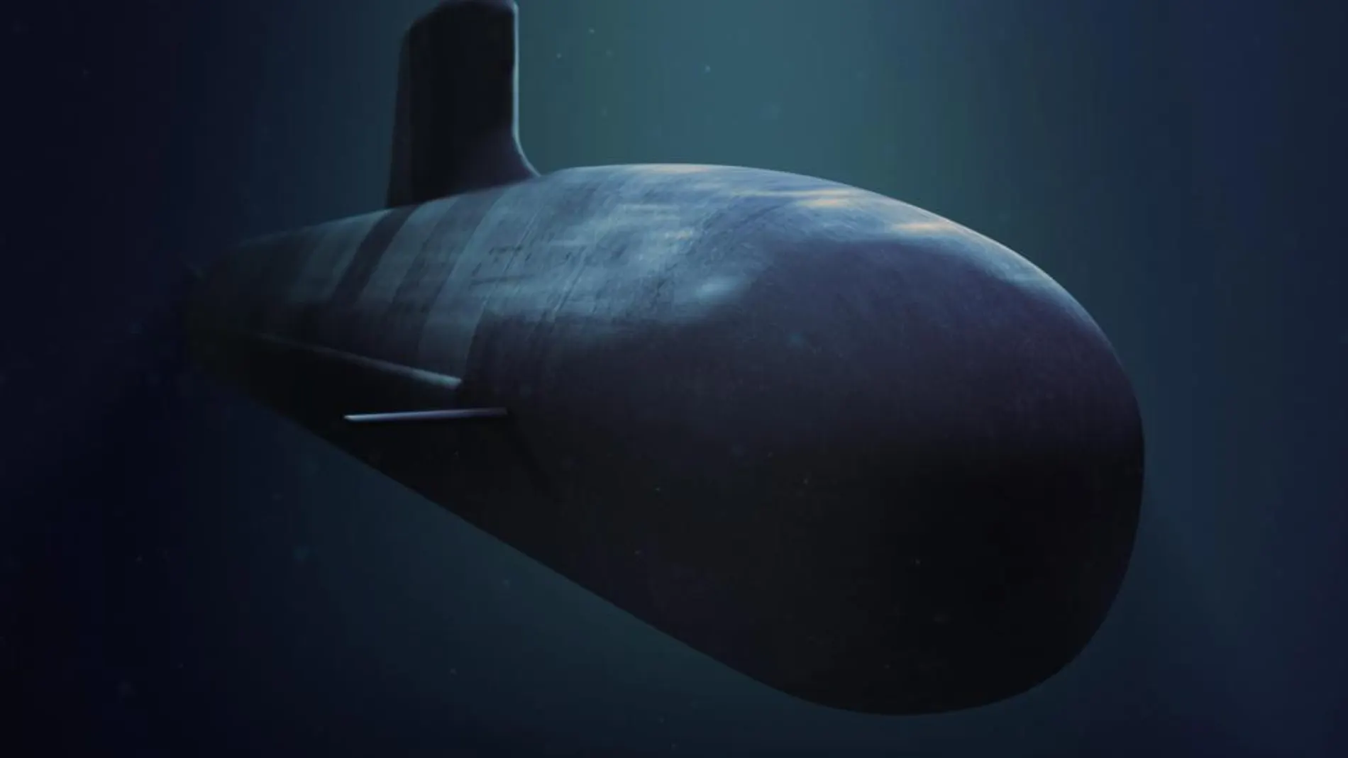 Un submarino bajo el agua