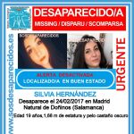Cartel que anuncia que la joven ha sido localizada