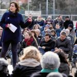 La alcaldesa de Barcelona, Ada Colau, partició ayer en un acto junto a otros miembros la formación