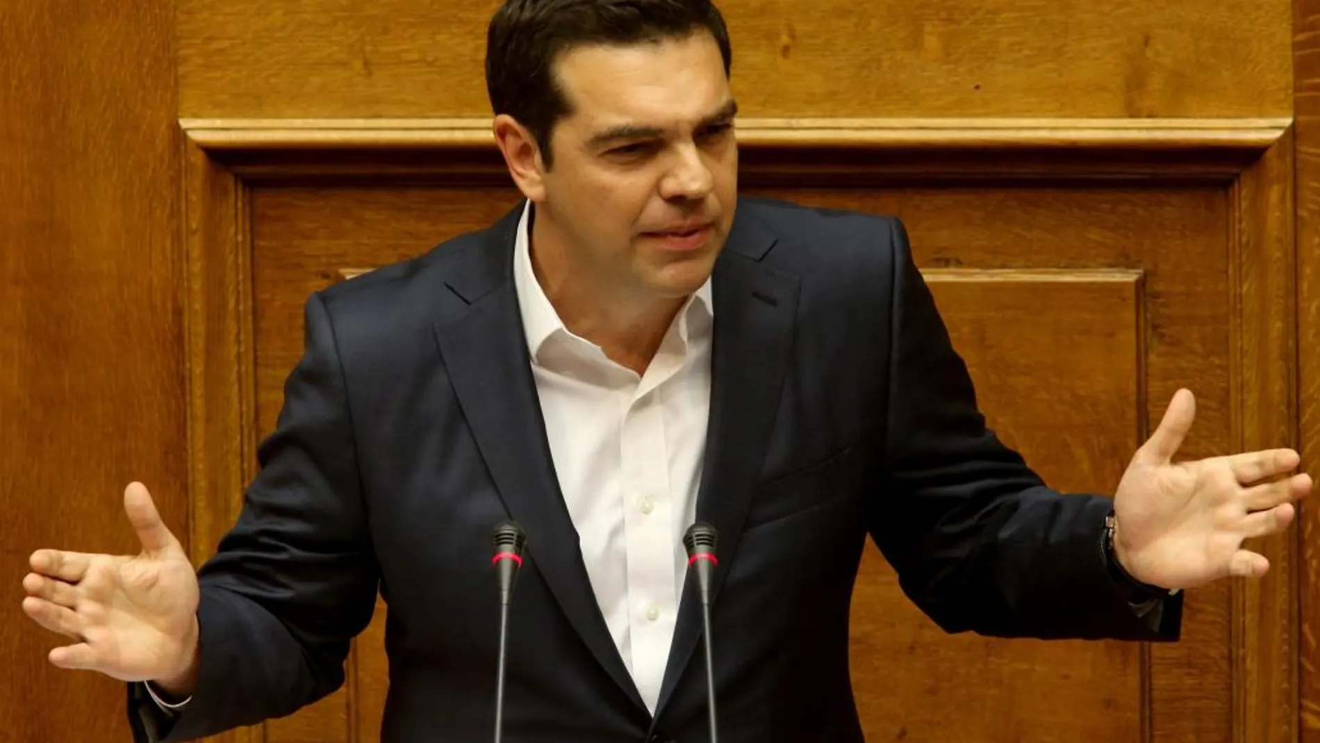 El primer ministro griego, Alexis Tsipras, durante su intervención ante el Parlamento griego