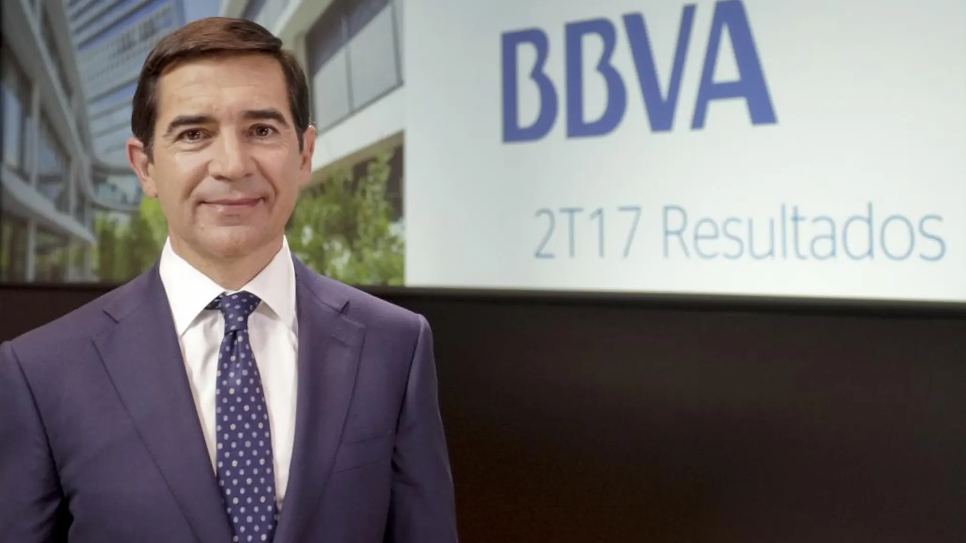 El consejero delegado de BBVA, Carlos Torres Vila, durante la presentación de los resultados.