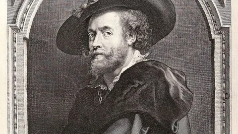 Este autorretrato de Rubens es uno de los grabados a buril que se muestran en la Biblioteca Nacional