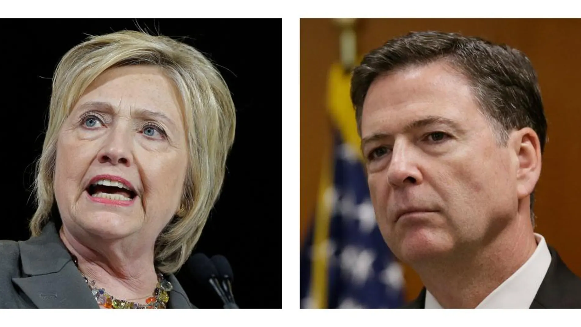 La candidata republicana Hillary Clinton y el director del FBI, James Comey.