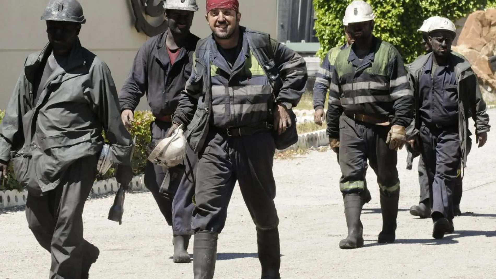 Trabajadores de la mina de Pozo Emilio (León)
