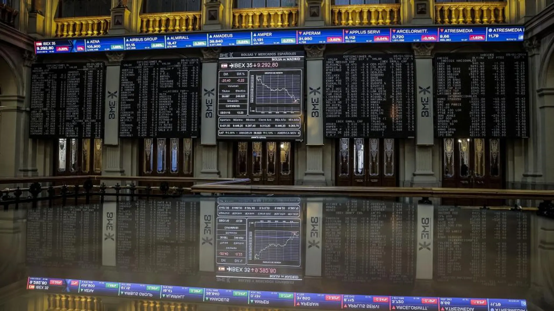 Un panel informativo de la Bolsa de Madrid