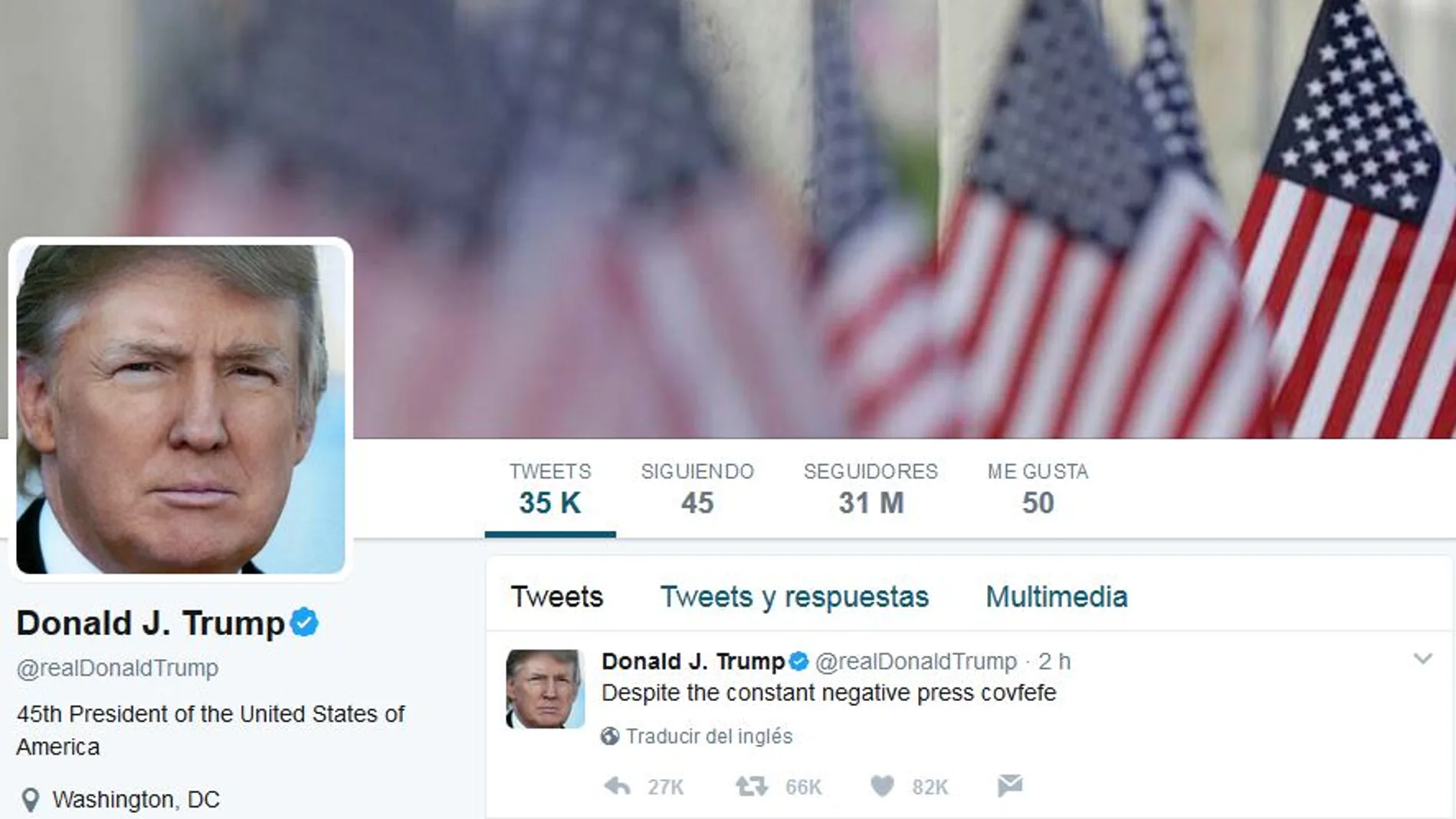 «Covfefe», el misterioso tuit de Trump a medianoche desata las burlas en la red