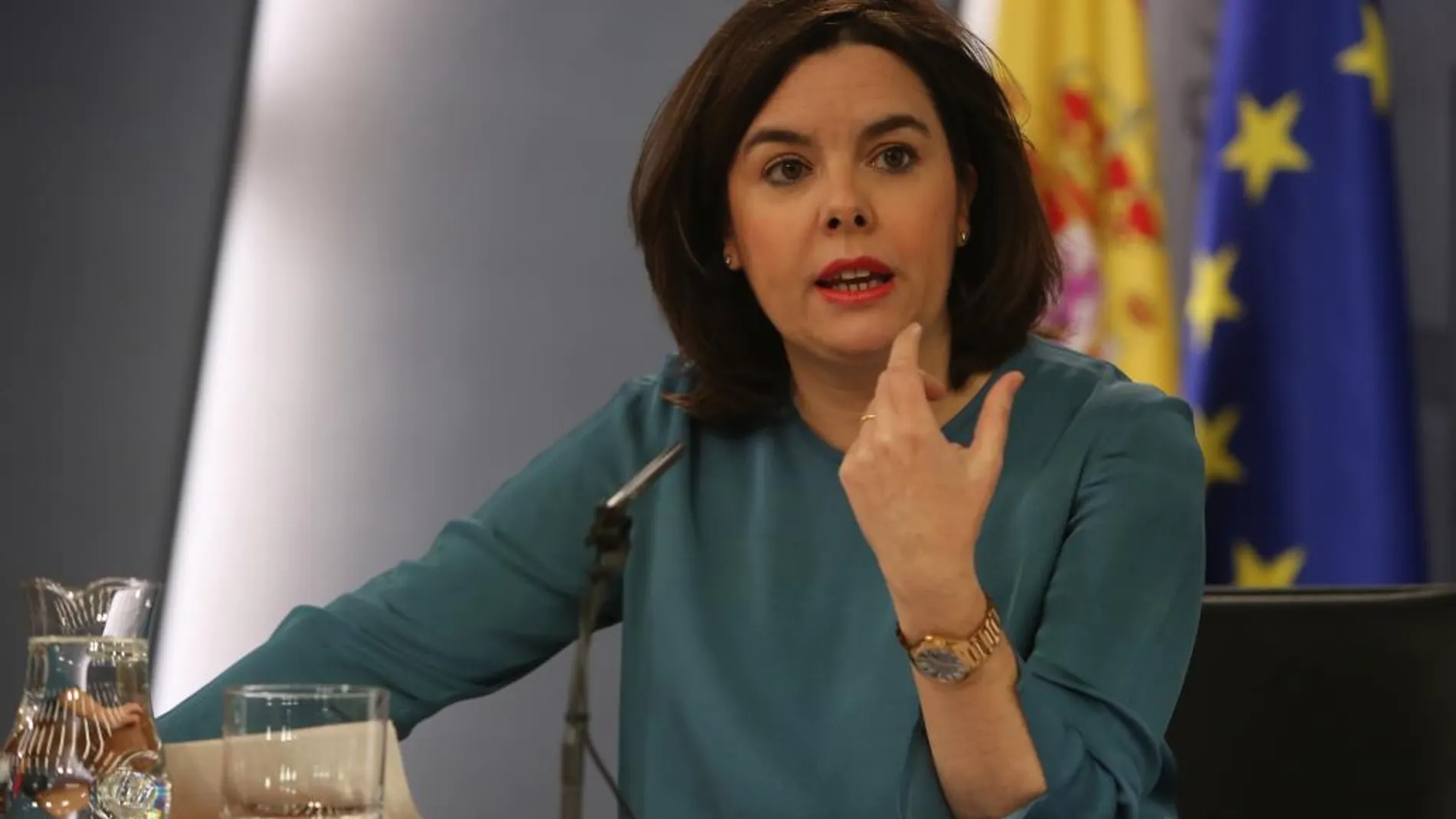 Soraya Sáenz de Santamaría durante la rueda de prensa posterior el Consejo de Ministros