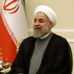 El presidente iraní, el moderado Hassan Rohaní, durante el encuentro que han mantenido con los ministros españoles.