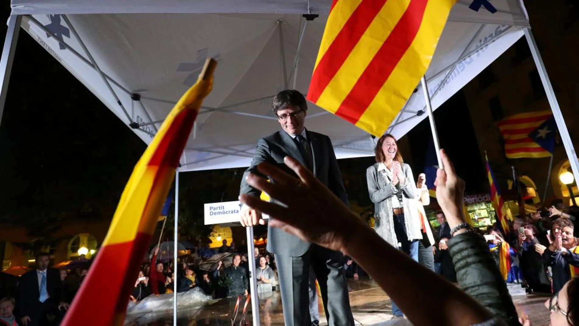 Carles Puigdemont, durante un acto pro referendendum