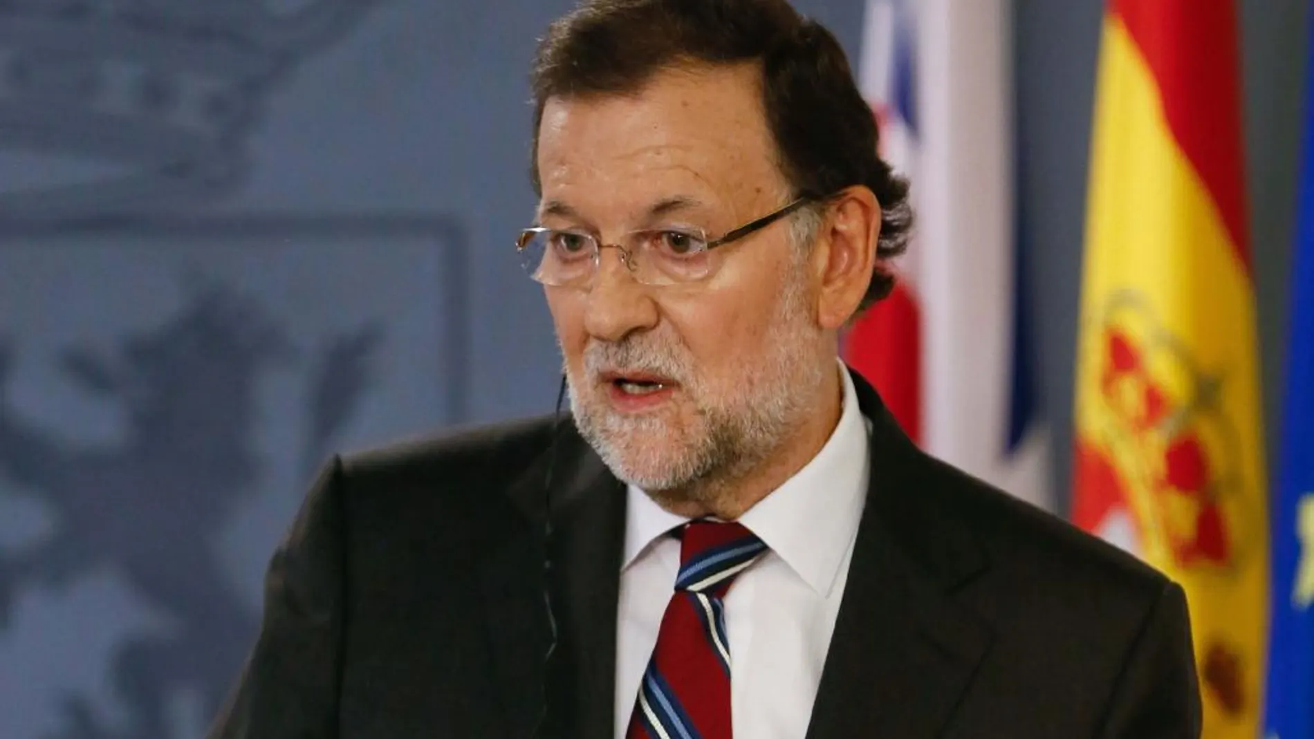 Mariano Rajoy, durante la rueda de prensa que ha ofrecido junto al primer ministro británico, David Cameron.