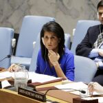 La embajadora estadounidense ante las Naciones Unidas, Nikki Haley, durante una reunión de urgencia del Consejo de Seguridad de la ONU